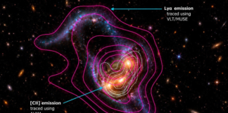 Astrónomas revelan cómo el gas primordial alimentaba una galaxia del universo temprano
